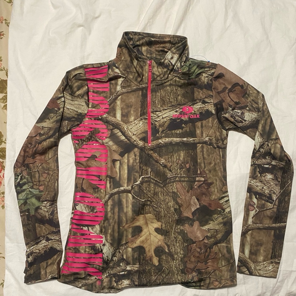 Mossy Oak Break Up Infinity 1/4 Zip Pullover Brown Camouflage Stretch L